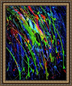 Saba at The Balcony VIII Black Dress Framed Prints - Neonpainting 1-black light by Agris Rautins