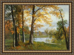 A Quiet Evening Framed Prints - A Quiet Lake by Albert Bierstadt
