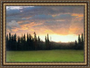 Sundown Framed Paintings - California Sunset by Albert Bierstadt