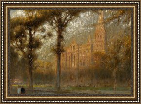 Exterior Framed Paintings - Salisbury Cathedral by Albert Goodwin