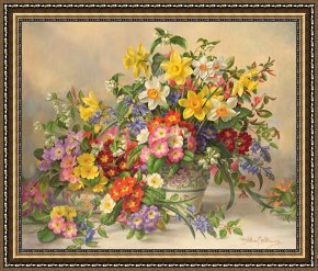 Spring Framed Prints - Spring Flowers and Poole Pottery by Albert Williams