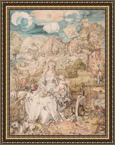 Animals Framed Prints - Mary Among a Multitude of Animals, C. 1503 by Albrecht Durer