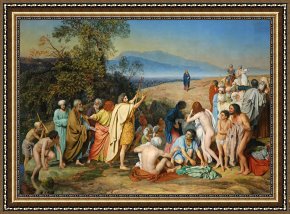 Aleksander Framed Paintings - The Appearance of Christ Before the People by Aleksander Ivanov