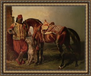 Dedreux Framed Paintings - African Groom Holding by Alfred Dedreux