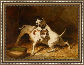 Dedreux Framed Paintings - Jouant Devant Une Ecuelle by Alfred Dedreux