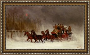 Royal Framed Prints - Winter Royal Mail Coach by Alfred F. De Prades