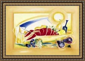 Cold Framed Paintings - Cold Lobster Lunch by alfred gockel