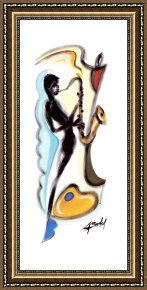 Pianist And Checker Players 1924 Framed Prints - Sax Player by alfred gockel