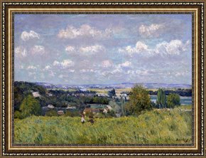 Seine Framed Paintings - The Valley of the Seine at Saint Cloud by Alfred Sisley