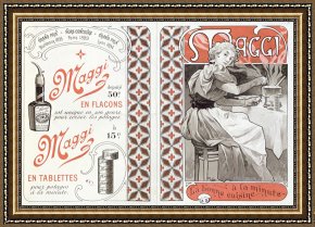 Swine, 19th Century Framed Prints - Advertisement for Maggi Late 19th Century by Alphonse Marie Mucha