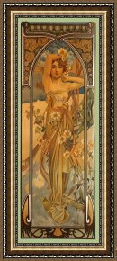 Belle Du Jour Framed Paintings - Eclat Du Jour by Alphonse Marie Mucha