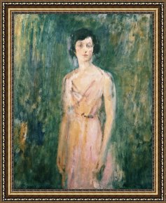 Lady Framed Prints - Lady in a Pink Dress by Ambrose McEvoy