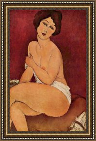 Seated Nude Framed Paintings - Seated Female Nude by Amedeo Modigliani