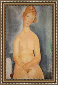 Seated Nude Framed Paintings - Seated Nude Woman Painting by Amedeo Modigliani