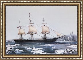 American Framed Prints - Clipper Ship Red Jacket In The Ice Off Cape Horn On Her Passage From Australia To Liverpool by American School