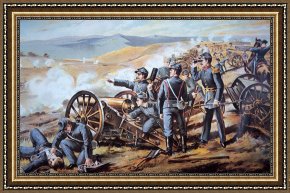 American Framed Prints - Federal field artillery in action during the American Civil War by American School