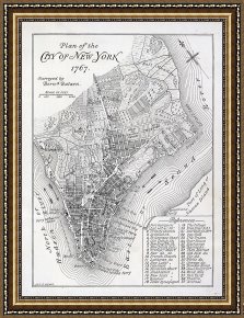 New York City Framed Paintings - Plan of the City of New York by American School