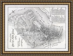 New York City Framed Paintings - Plan of the City of New York by American School