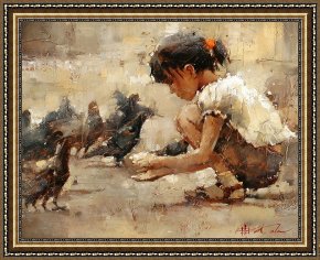 Square - Fort-philippe Framed Paintings - Saint Mark's Square by Andre Kohn