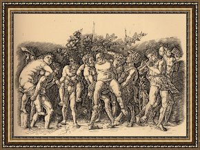 Mantegna Framed Prints - Bacchanal with Silenus by Andrea Mantegna