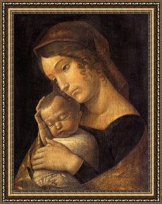 Mantegna Framed Prints - Madonna with Sleeping Child by Andrea Mantegna
