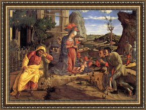 Mantegna Framed Prints - The Adoration of The Shepherds by Andrea Mantegna