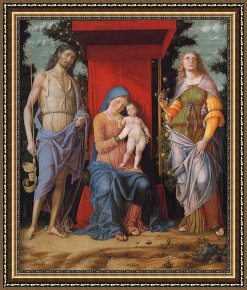 Mantegna Framed Prints - Virgin And Child with The Magdalen And St John The Baptist by Andrea Mantegna