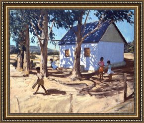 Exterior Framed Paintings - Little white house Karoo South Africa by Andrew Macara