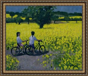 Field of Yellow Irises at Giverny Framed Paintings - Yellow Field by Andrew Macara