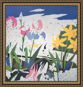 Andy Warhol Framed Paintings - Do It Yourself Flowers by Andy Warhol