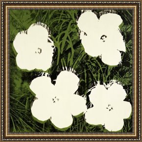 Andy Warhol Framed Paintings - Flowers c.1964 White by Andy Warhol