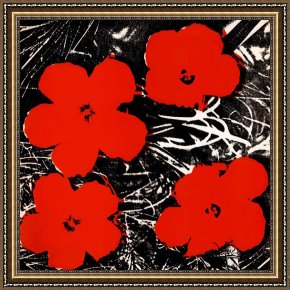 Andy Warhol Framed Paintings - Flowers Red 1964 by Andy Warhol