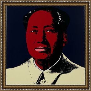 Andy Warhol Framed Paintings - Mao Tse Tung Kopf Rot Gelb by Andy Warhol