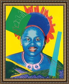Andy Warhol Framed Paintings - Queen Ntombi Twala of Swaziland From Reigning Queens by Andy Warhol