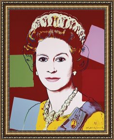 Andy Warhol Framed Paintings - Reigning Queens Queen Elizabeth II of The United Kingdom c.1985 Dark Outline by Andy Warhol