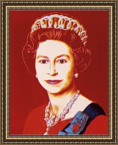 Andy Warhol Framed Paintings - Reigning Queens Queen Elizabeth II of The United Kingdom c.1985 Light Outline by Andy Warhol