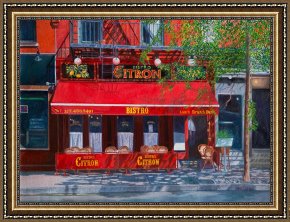 New York City Framed Paintings - Bistro Citron New York City by Anthony Butera