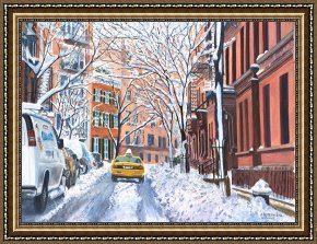 New York City Framed Paintings - Snow West Village New York City by Anthony Butera