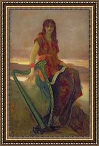 Herbert Framed Paintings - The Harpist by Antoine Auguste Ernest Herbert
