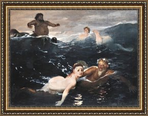 Waves, Framed Prints - Playing in The Waves by Arnold Bocklin
