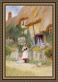 The Brandenburg Gate Berlin Framed Paintings - By The Cottage Gate by Arthur Claude Strachan