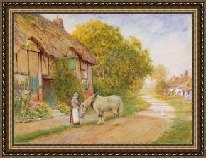 Village Framed Prints - Outside the Village Inn by Arthur Claude Strachan