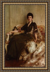 Mr And Mrs a Mosselman And Their Two Daughters Framed Paintings - Mrs R E Moare by Arthur Hacker