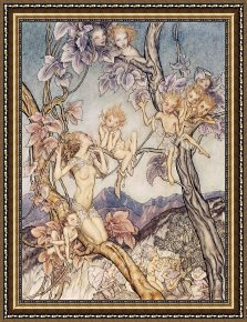 The Fairy Feller's Masterstroke Framed Prints - A Fairy Song From A Midsummer Nights Dream by Arthur Rackham