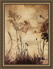 The Garden of Eden Framed Paintings - The Fairy's Tightrope from Peter Pan in Kensington Gardens by Arthur Rackham