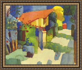 House Framed Prints - House In The Garden by August Macke
