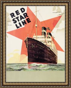 The Inferno, Canto 8, Lines 2729 Soon As Both Embark Framed Prints - Poster Advertising The Red Star Line by Belgian School