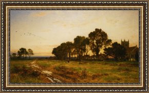 Newburyport Meadows Framed Prints - The Close of Day Worvestershire Meadows by Benjamin Williams Leader