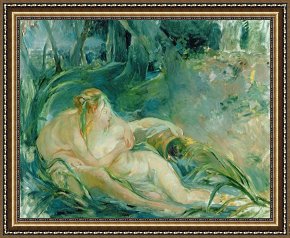 Unclothed Framed Paintings - Jupiter and Callisto by Berthe Morisot