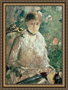 Young Framed Prints - Portrait of a Young Lady by Berthe Morisot